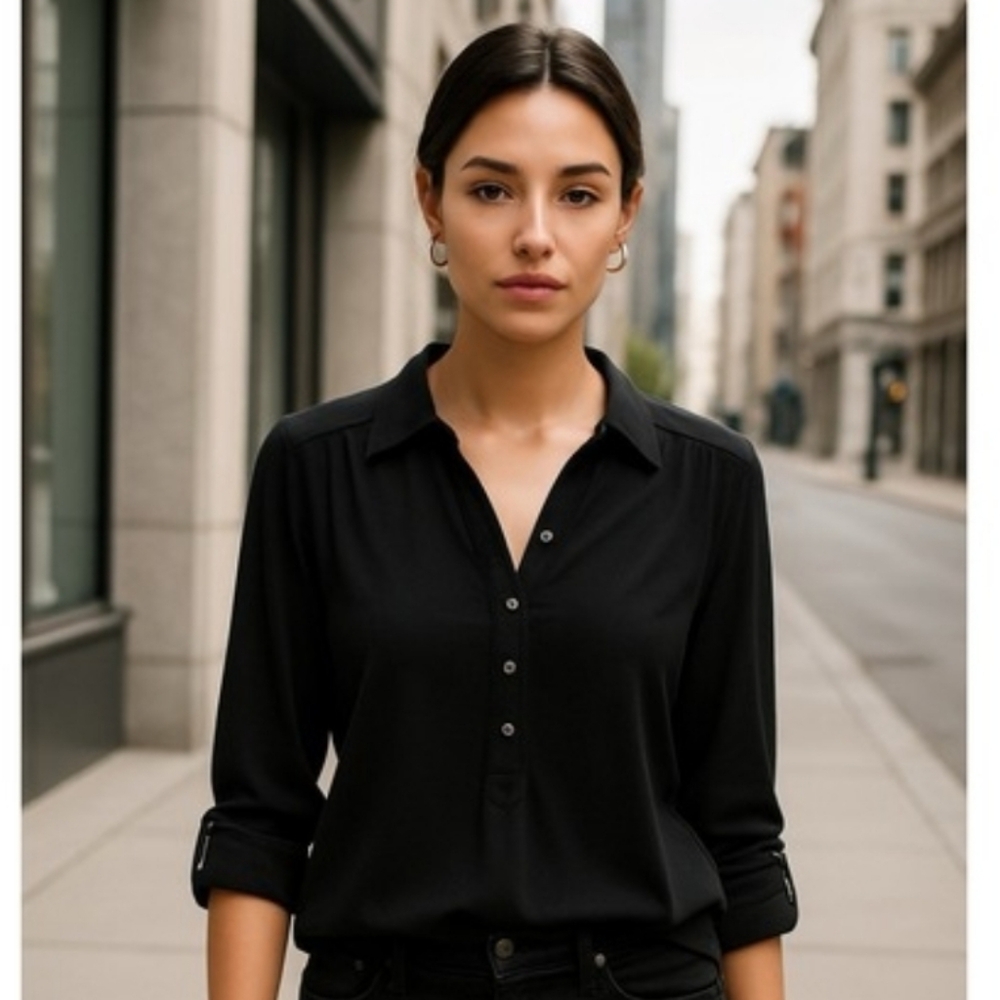 Anne Klein Black Button Down Shirt